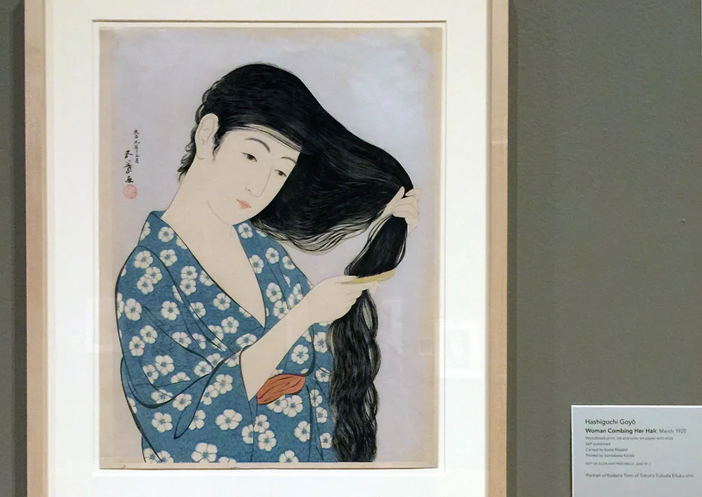 Woman Coming Her Hair, Japanese print from 1920.