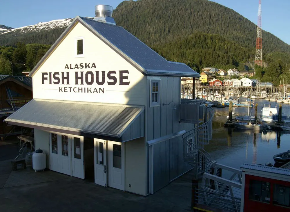 Finished sign with scenic Ketchikan Alaska in the background