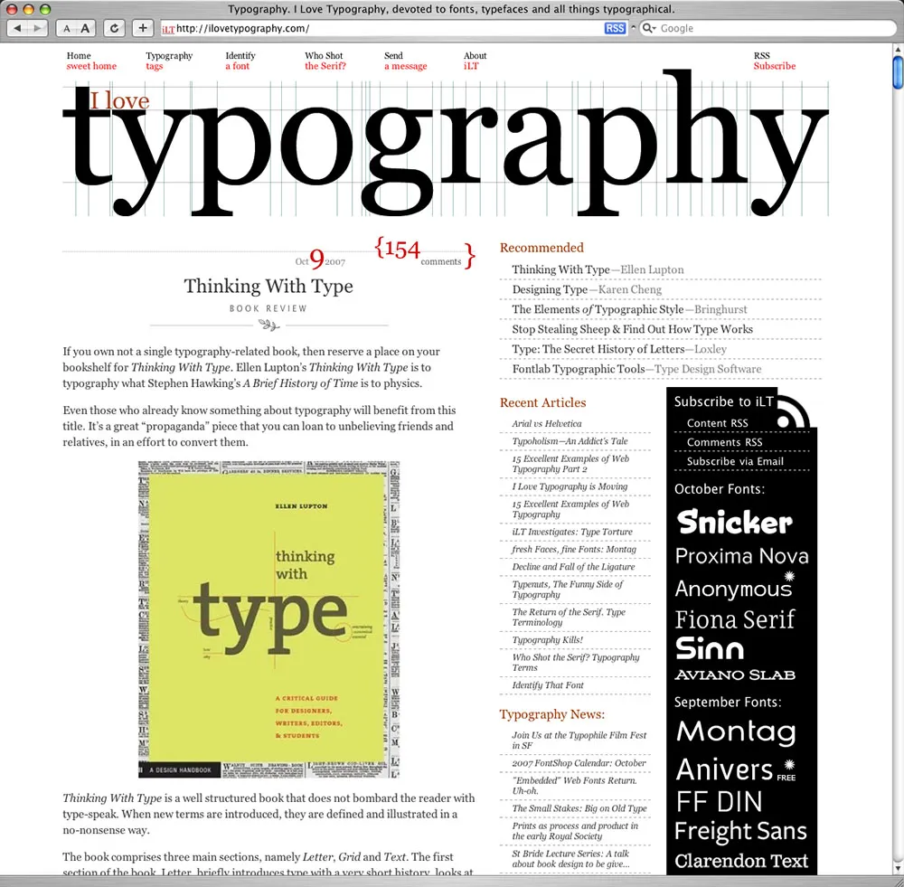 ILoveTypography.com&#x27;s home page.