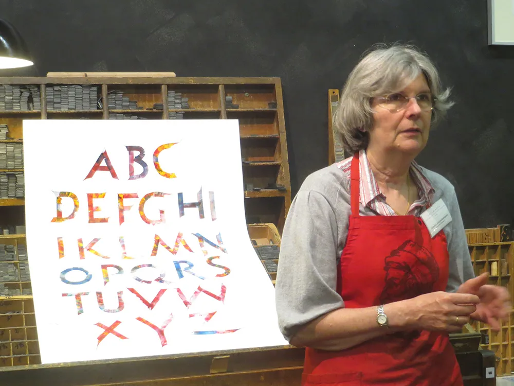 Gundela Kleinholdermann at the Gutenberg Museum in Mainz, Germany, spring 2013.