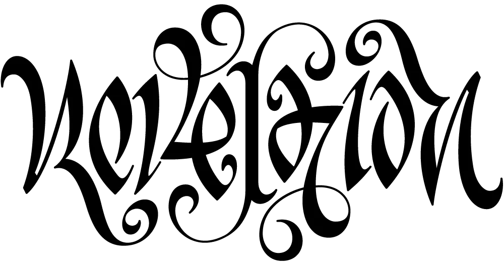 Ambigram of the word &#x27;revelation&#x27;.